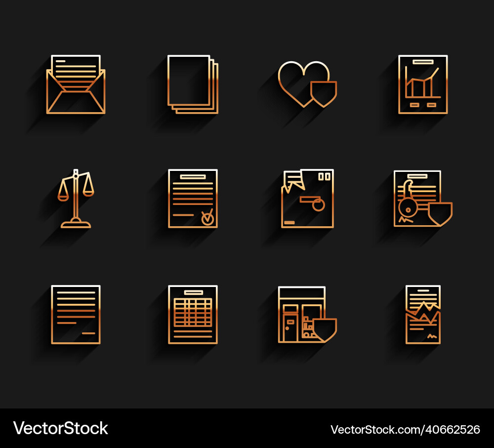 Set line document report file mail Set line document report file mail vector image