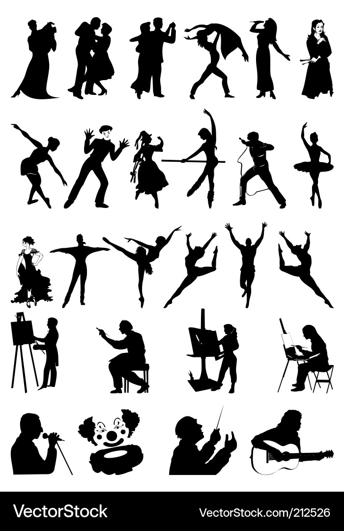 Silhouetted Performers Vector Image