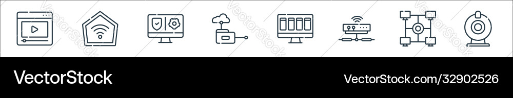 Telecommuting line icons linear set quality Telecommuting line icons linear set quality Vector Image