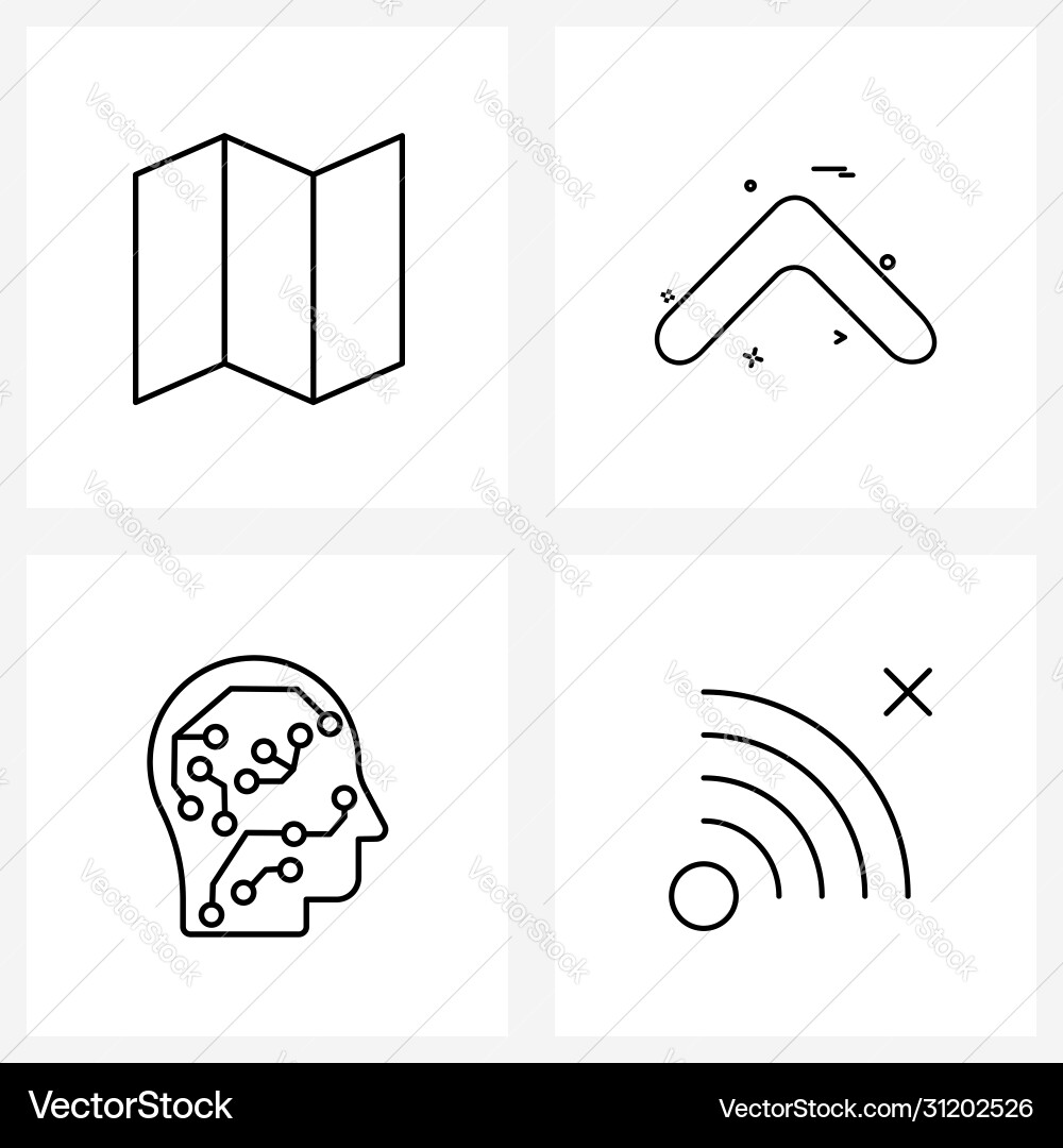 Ui set 4 basic line icons guide brain Vector Image
