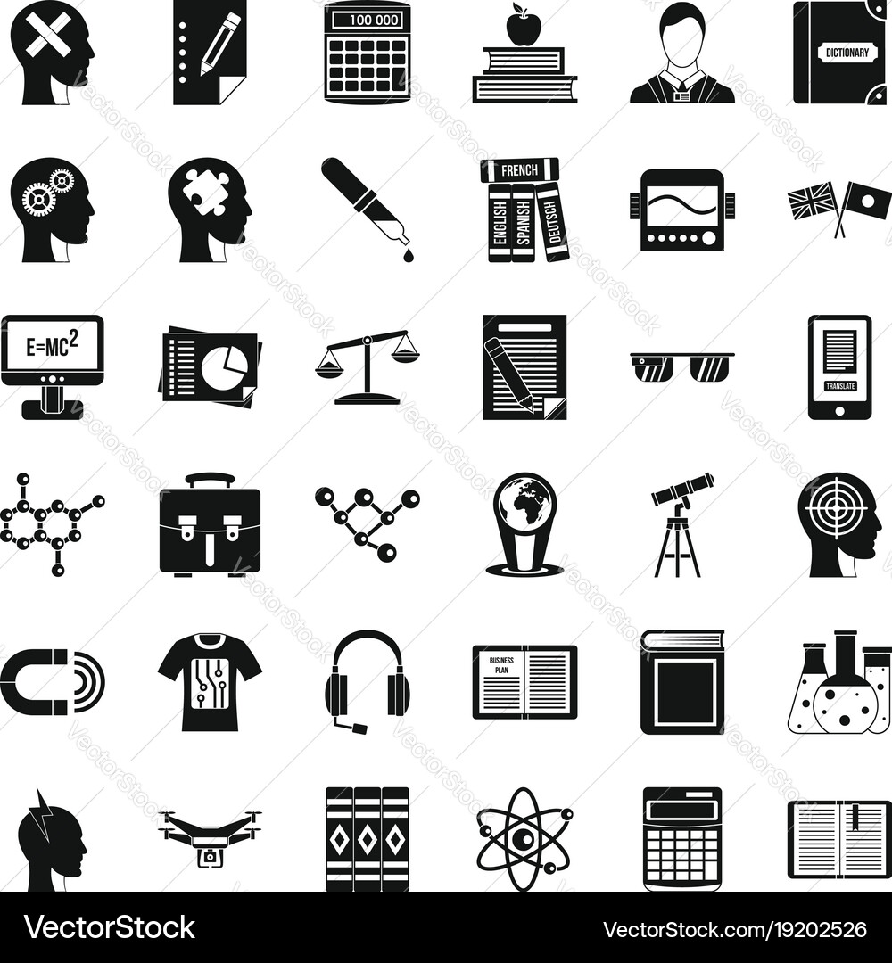 University icons set simple style vector image