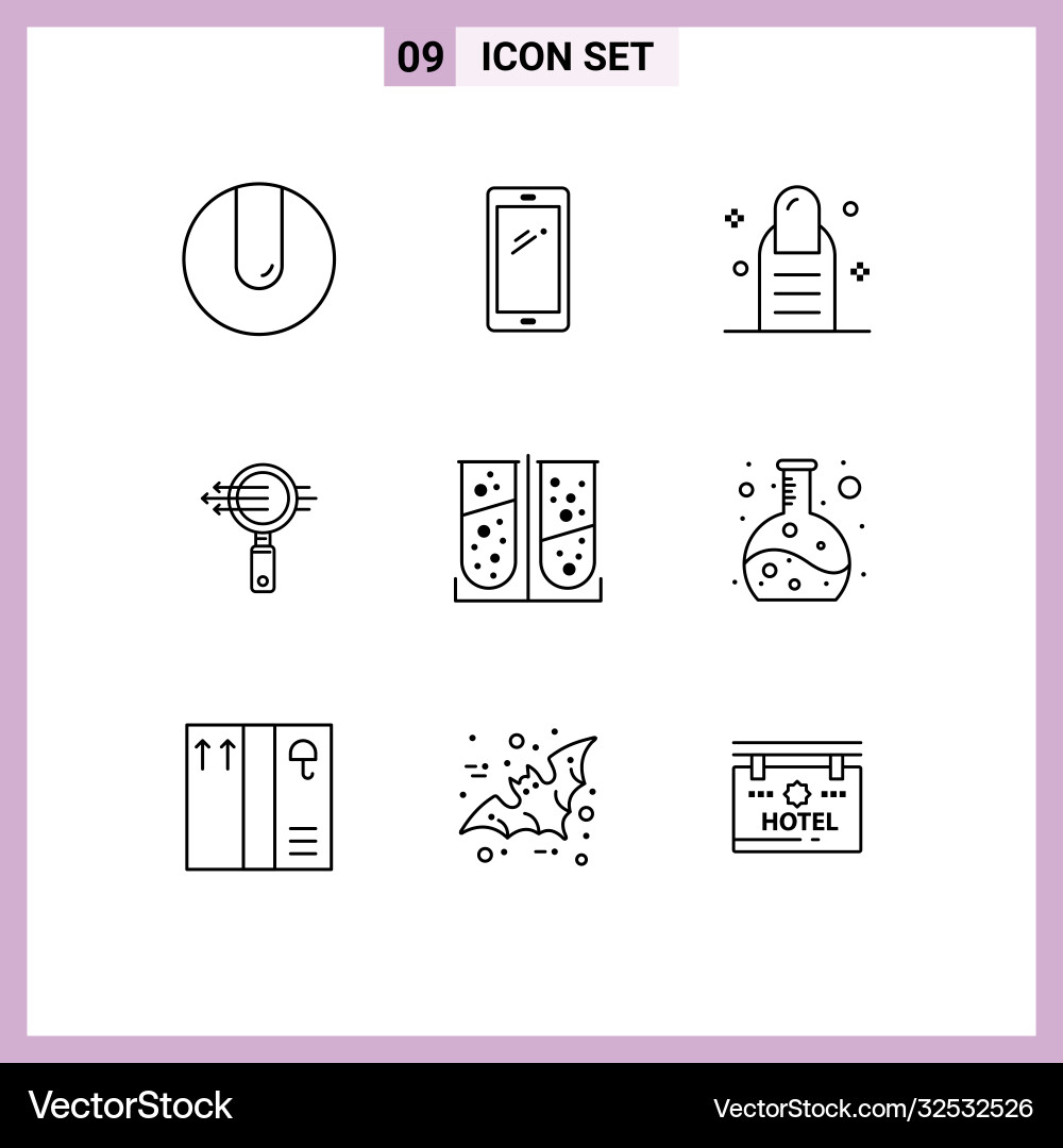 User interface pack 9 basic outlines lab Vector Image
