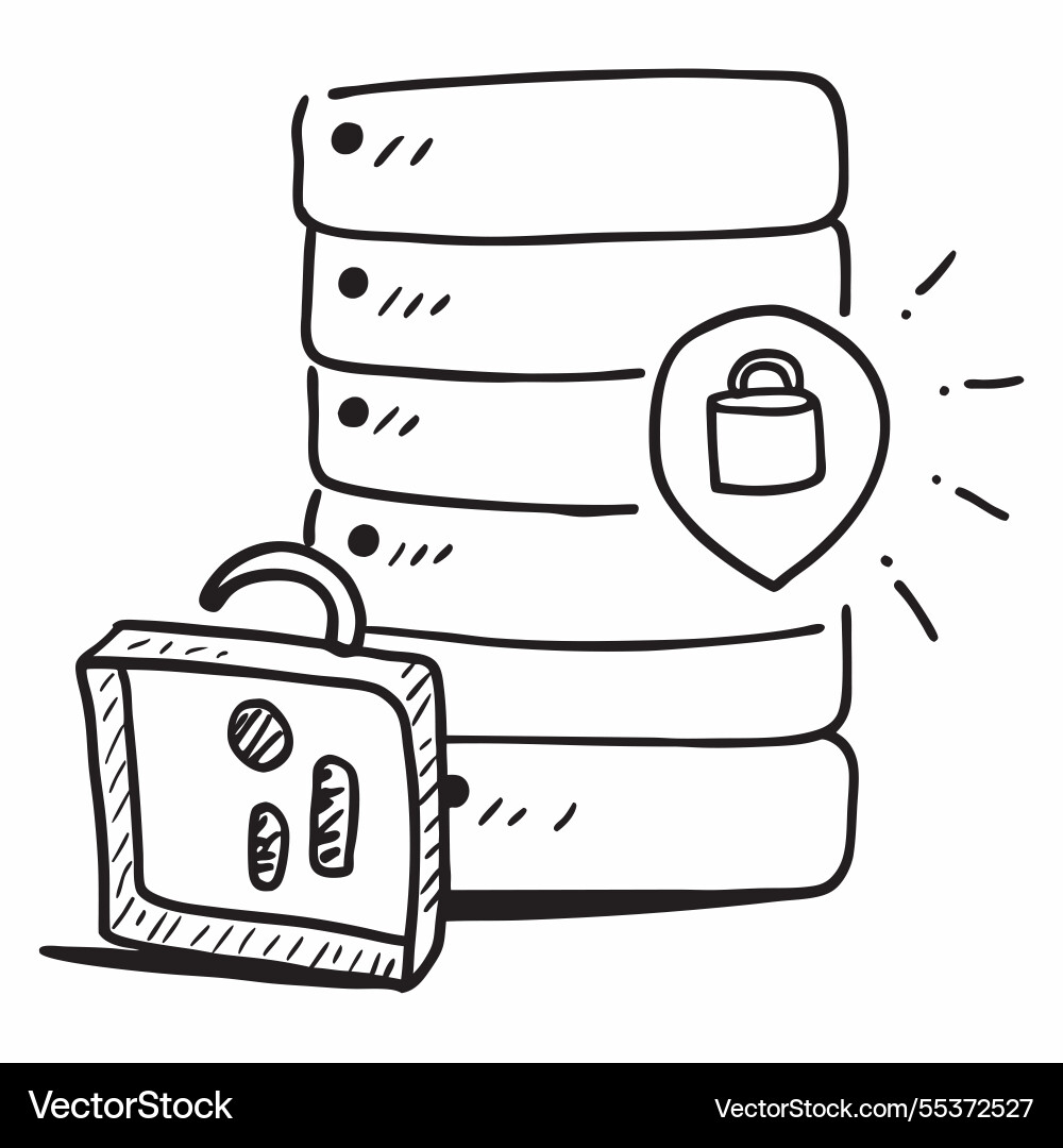 2d as secure database icon with a symbol 2d as secure database icon with a symbol vector image