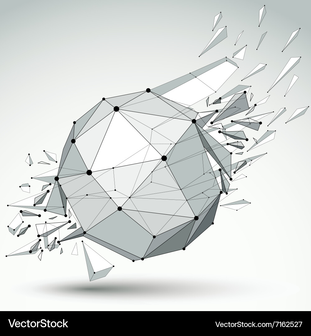 3d low poly object with black connected lines vector image