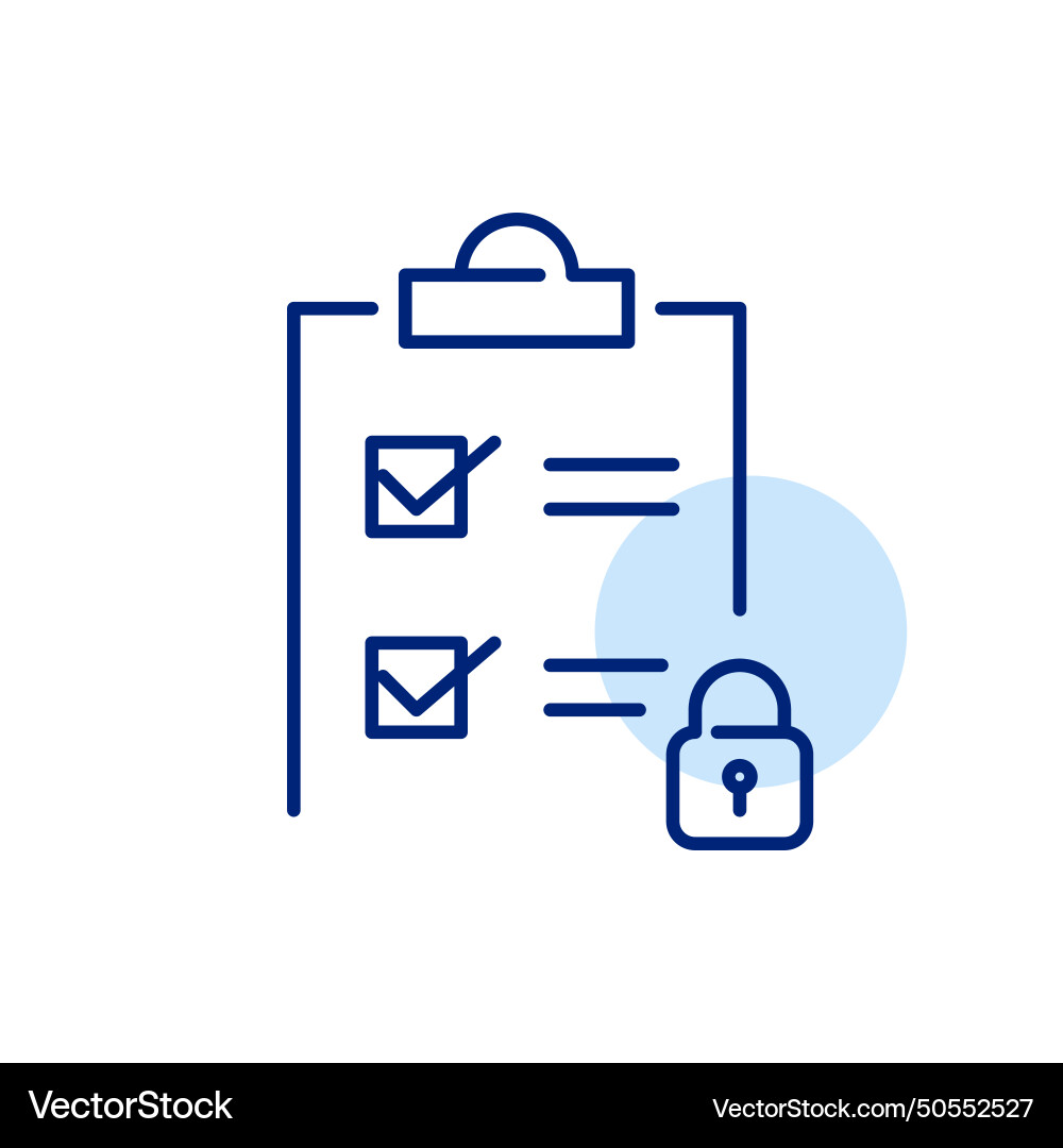 Checklist on clipboard and lock secure data Checklist on clipboard and lock secure data vector image