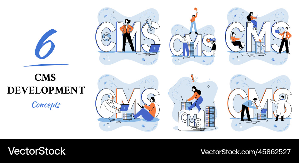 Concept of digital content management system cms Concept of digital content management system cms vector image