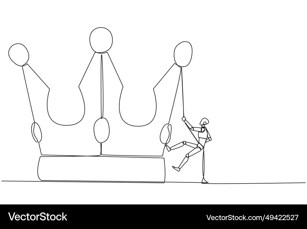 Continuous one line drawing the robot climbing Continuous one line drawing the robot climbing vector image