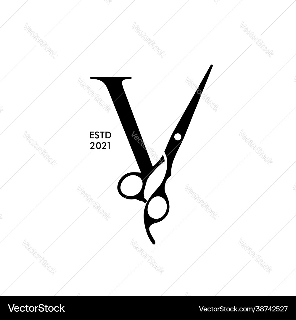 Elegant initial v scissors vector image