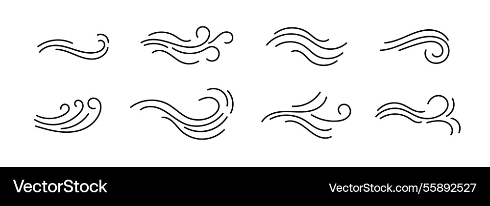 Elegant swirl design elements in set of eight vector image