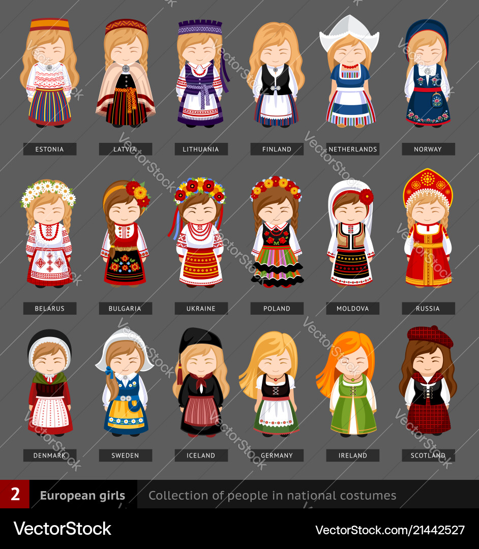 European girls in national dress European girls in national dress vector image