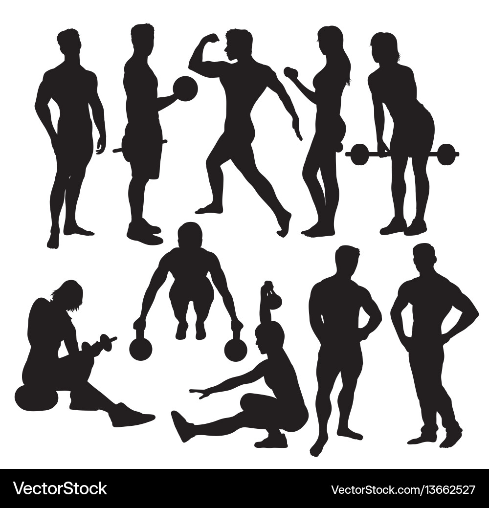Fitness Silhouettes - Sport & Activity Vector Image