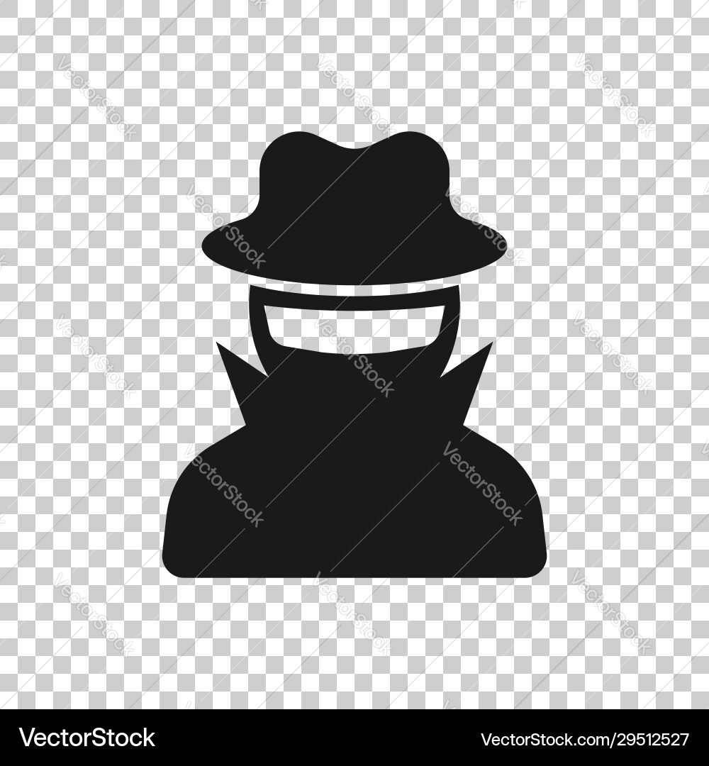 Fraud hacker icon in flat style spy on isolated vector image
