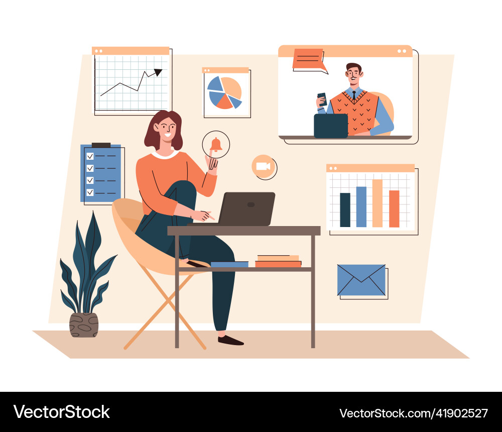 Freelance team working online on project Freelance team working online on project vector image