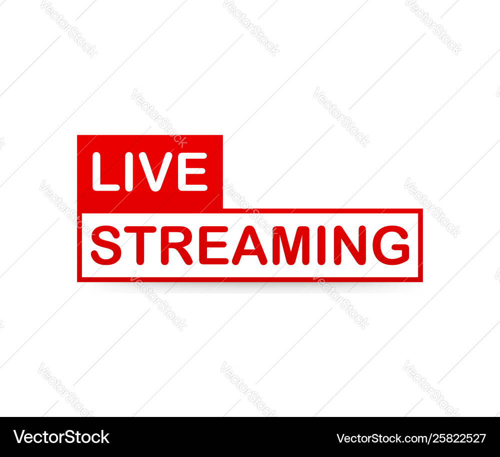 Live streaming label red design element with play Live streaming label red design element with play vector image
