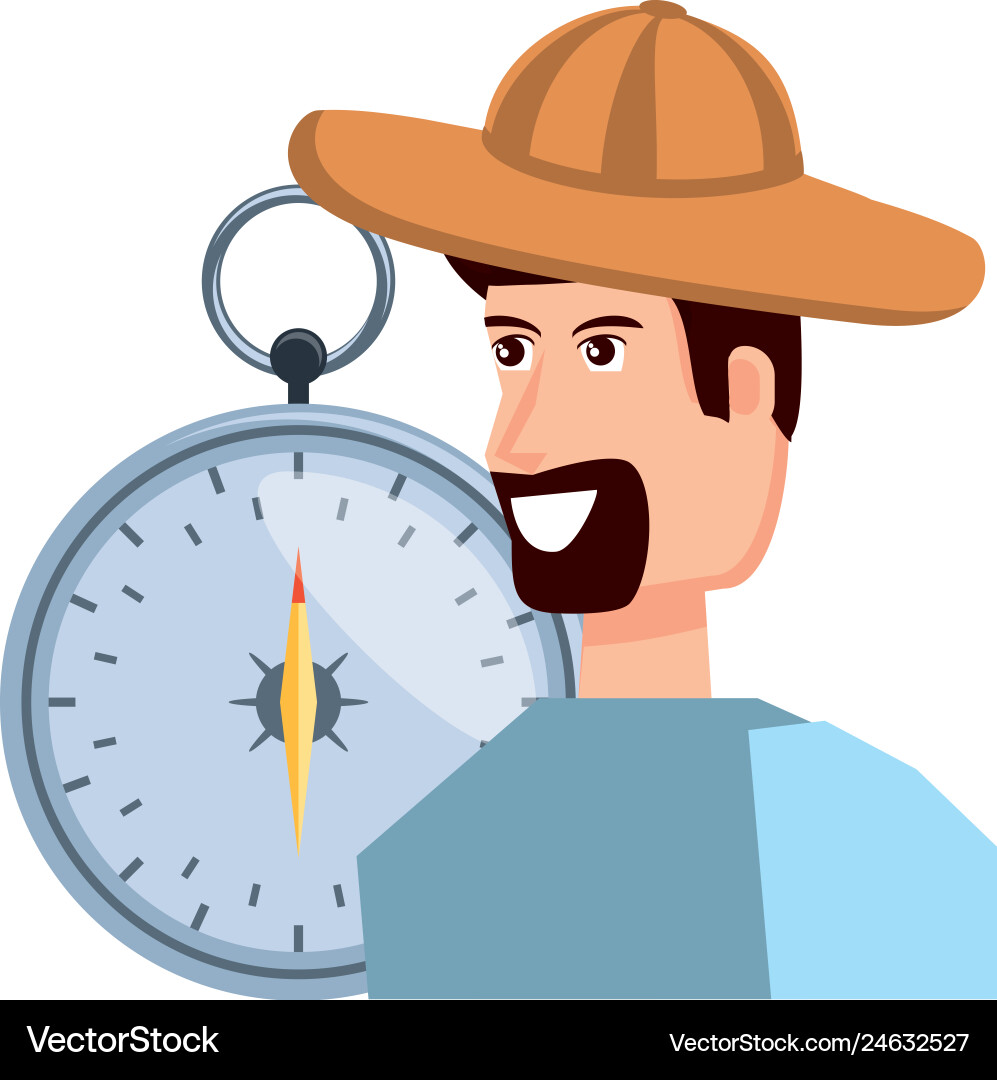 Man with compass guide isolated icon Man with compass guide isolated icon vector image