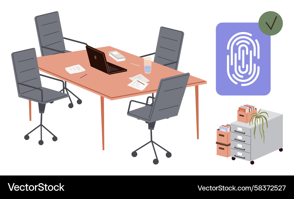 Modern Secure Workspace Setup Vector Image