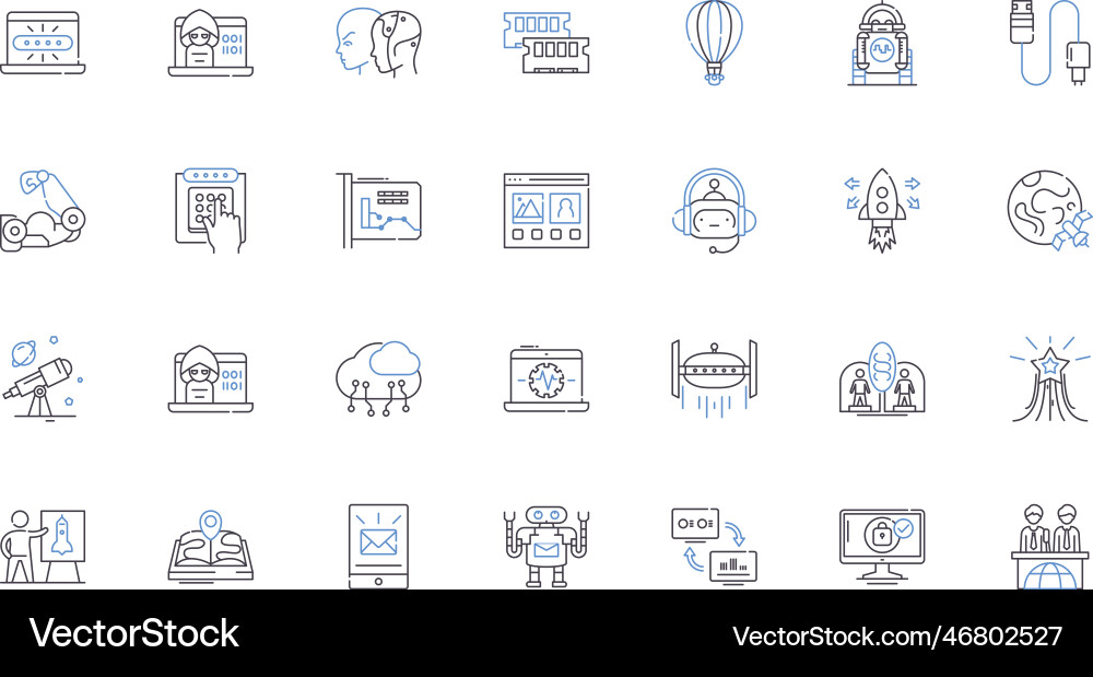 Predictive analysis line icons collection vector image