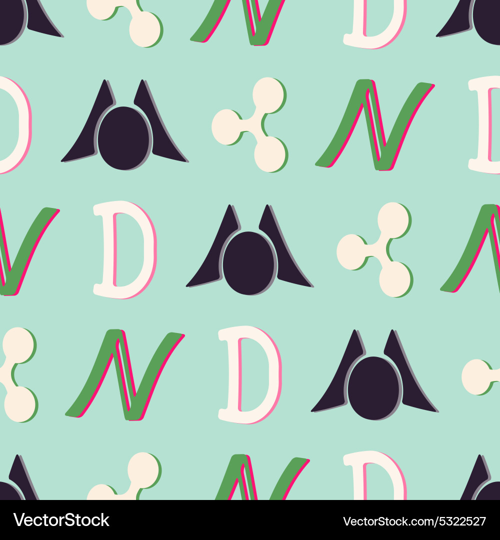 Seamless pattern with different cryptocurrency vector image