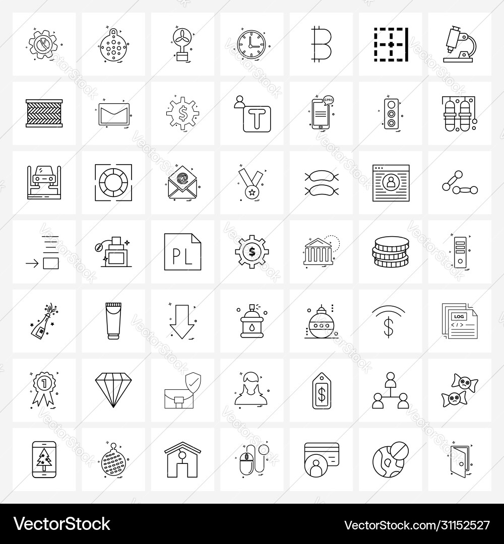 Set 49 universal line icons bit coin clock Vector Image