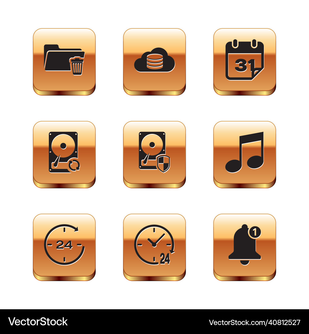 Set delete folder clock 24 hours hard disk vector image