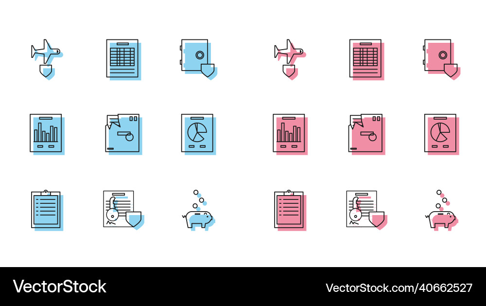Set line clipboard with checklist document key Set line clipboard with checklist document key vector image