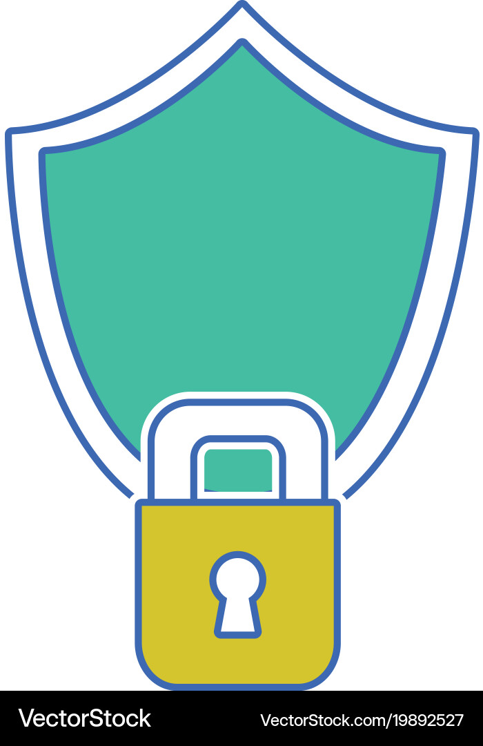 Shield and padlock object to security protection vector image