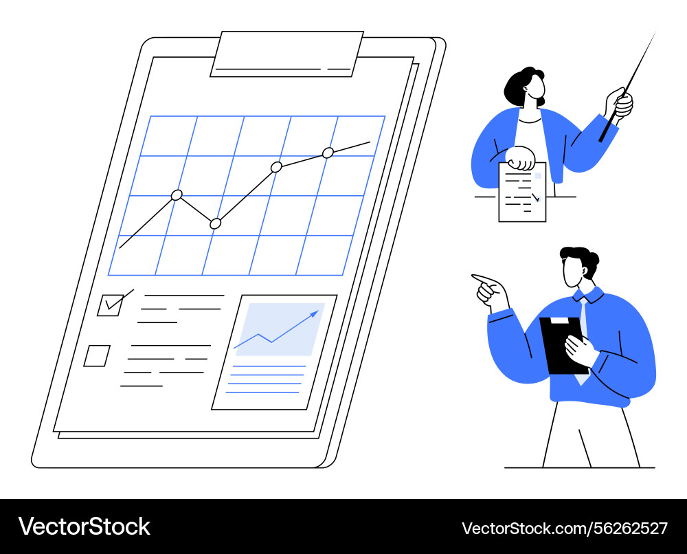 Teamwork and data analysis visualization through Teamwork and data analysis visualization through Vector Image
