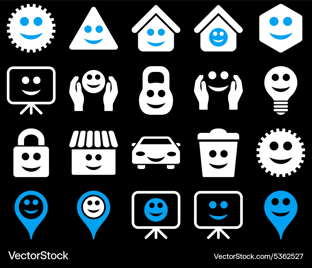 Tools options smiles objects icons Vector Image