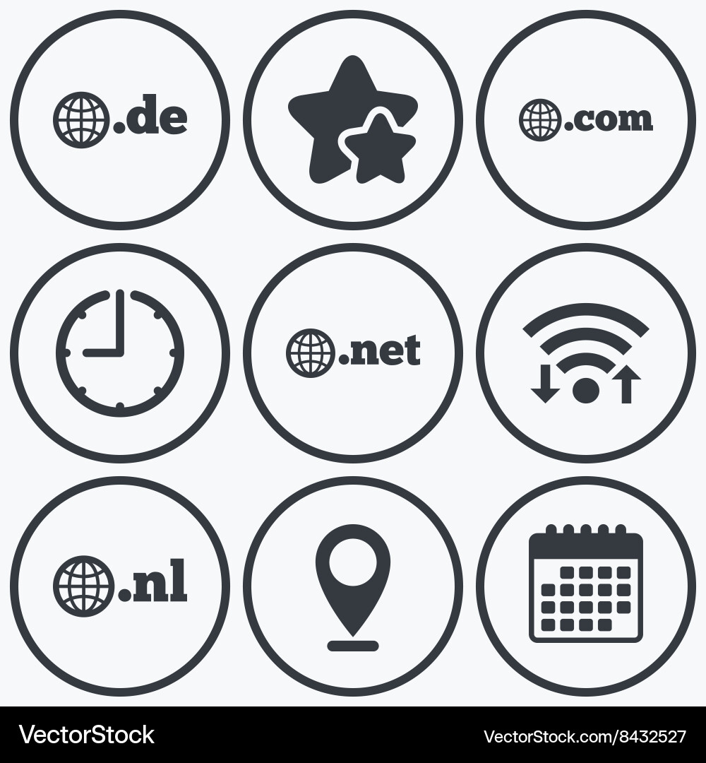 Top-level domains signs de com net and nl Vector Image