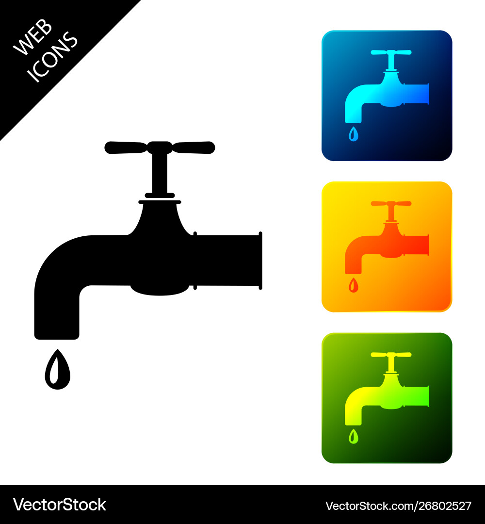 Wasserhahn mit einem fallenden Drop-Icon isoliert Wasserhahn mit einem fallenden Drop-Icon isoliert vektorbild