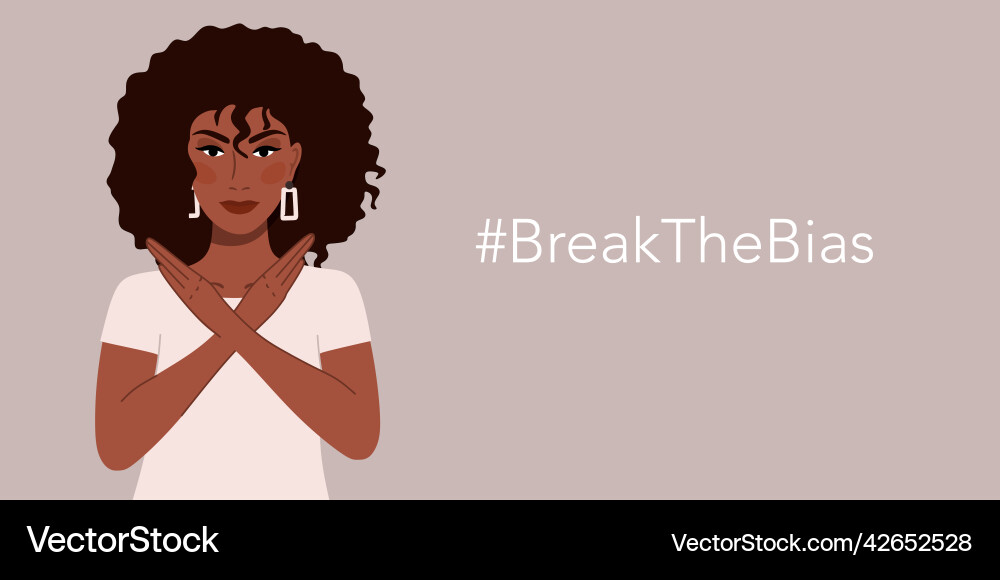 Break the bias a girl with dark skin color Break the bias a girl with dark skin color vector image