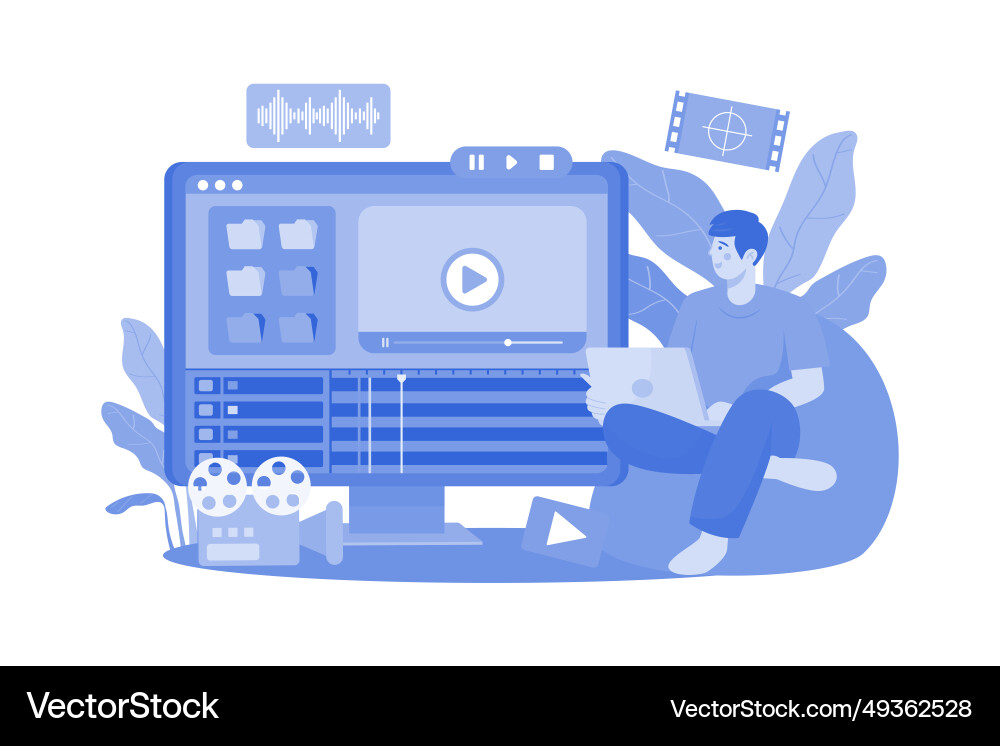 Computer animator concept on a white background vector image