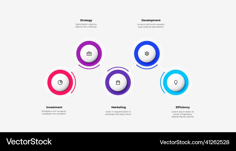 Concept of 5 steps business development process vector image