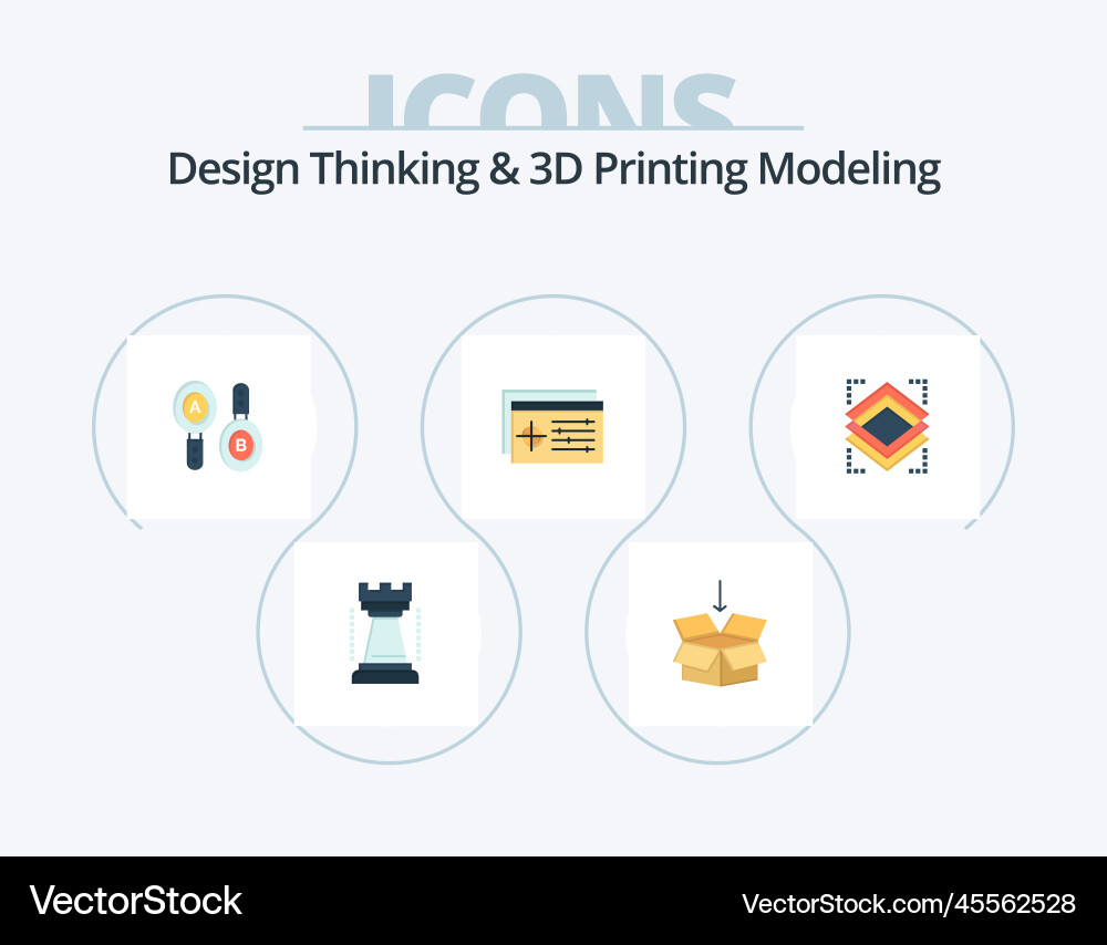 Design thinking and d printing modeling flat icon vector image