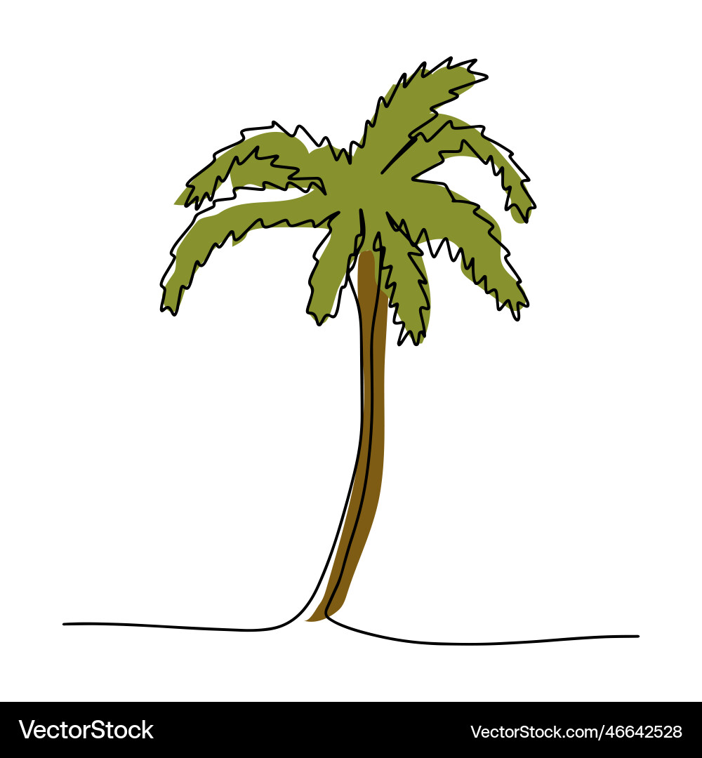 Drawing of a palm tree with one continuous line Vector Image
