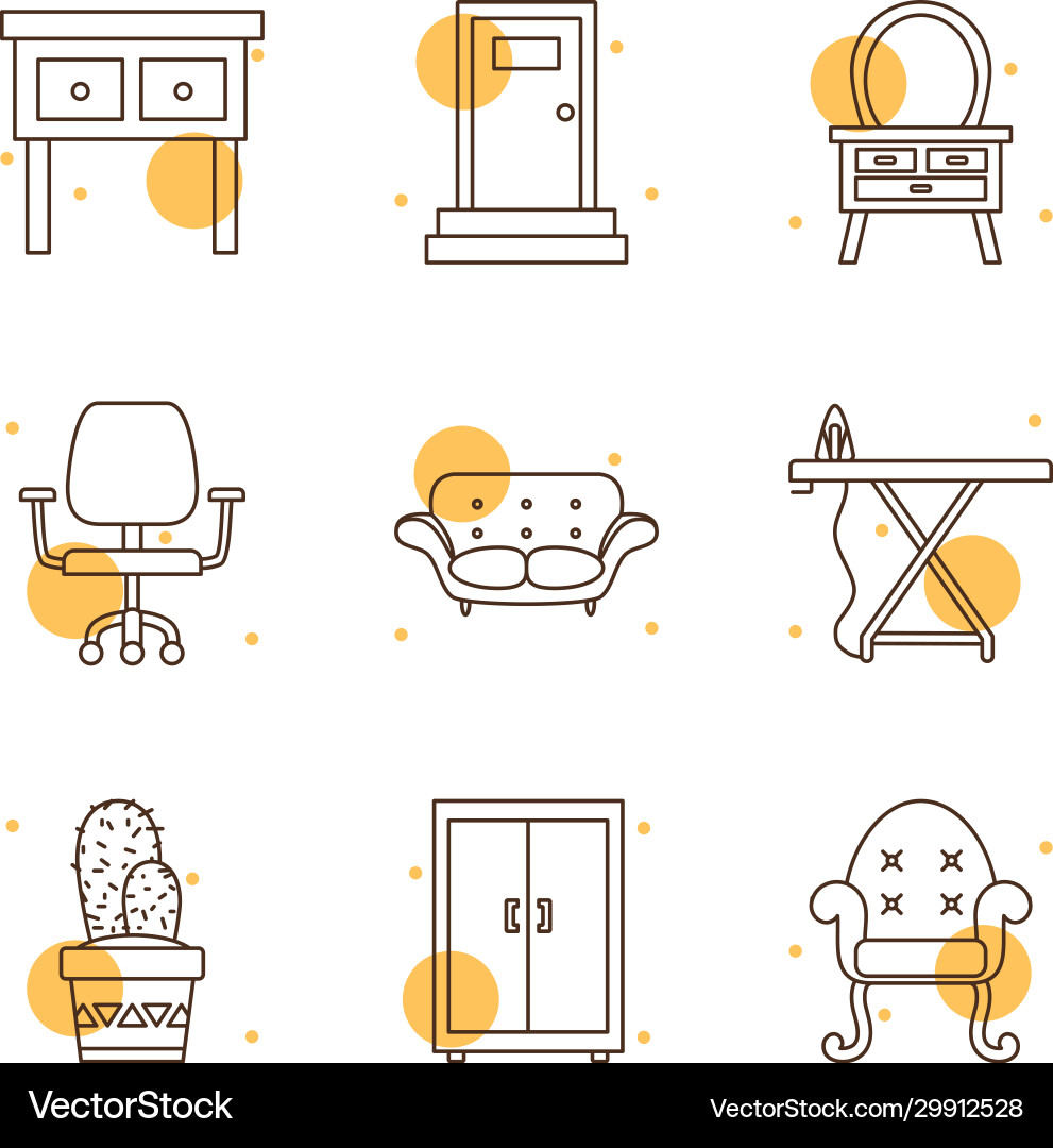Isolated home block and line style icon set Vector Image