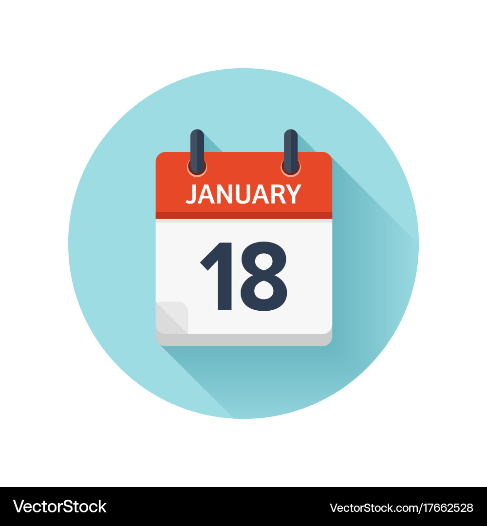 January 18 flat daily calendar icon date Vector Image