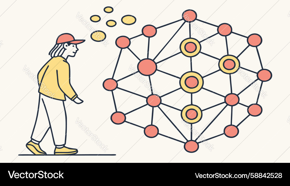 Network Interaction & Data Analysis Vector Image