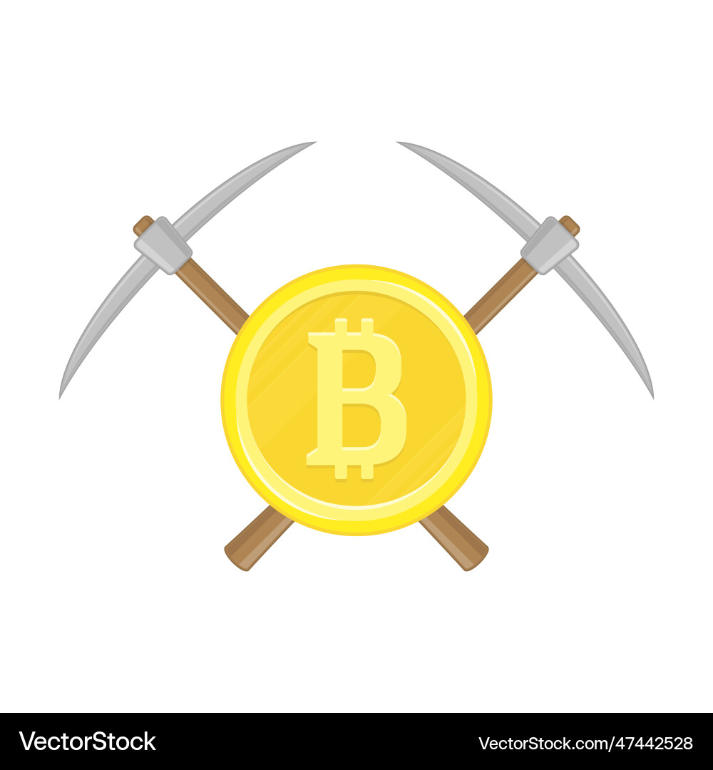Pickaxe mining bitcoin Pickaxe mining bitcoin vector image