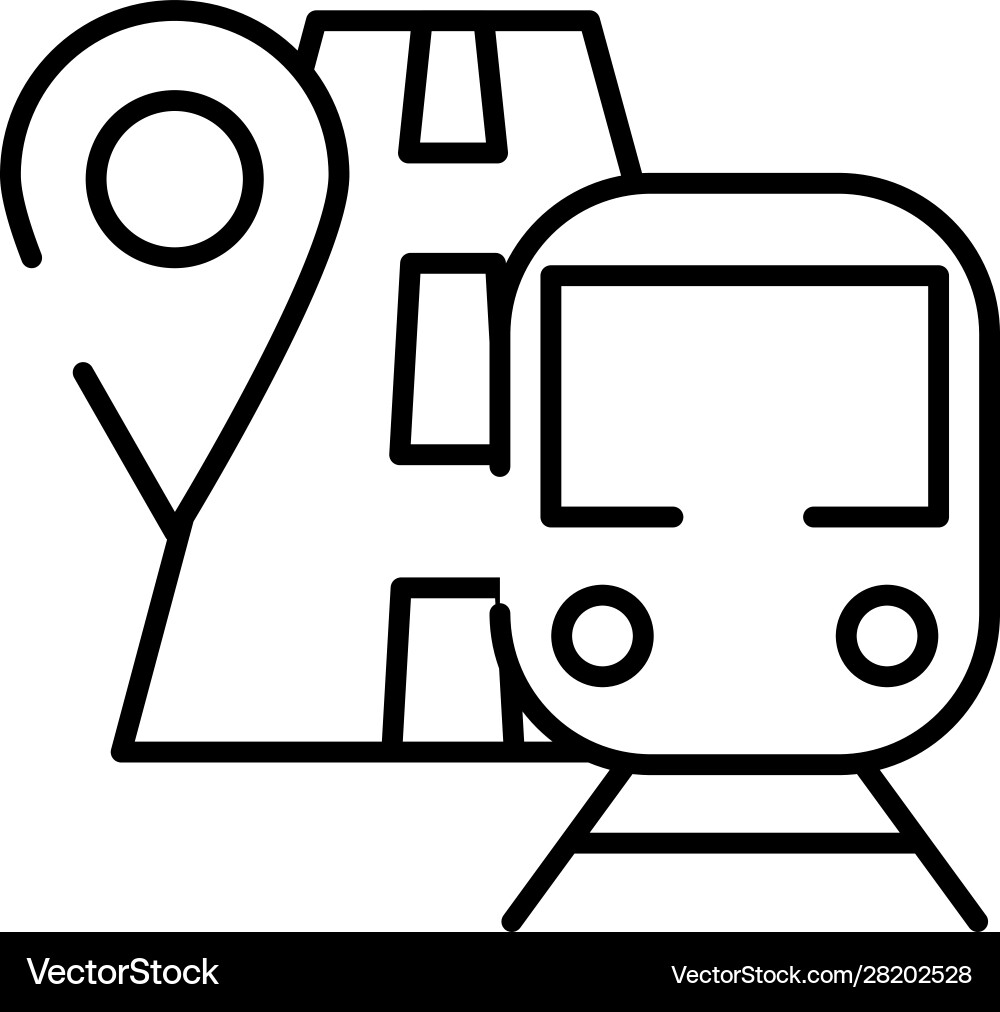 Pin pointer location guide with road and subway Vector Image