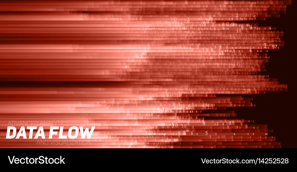Red Data Flow - Abstract Big Data vector image