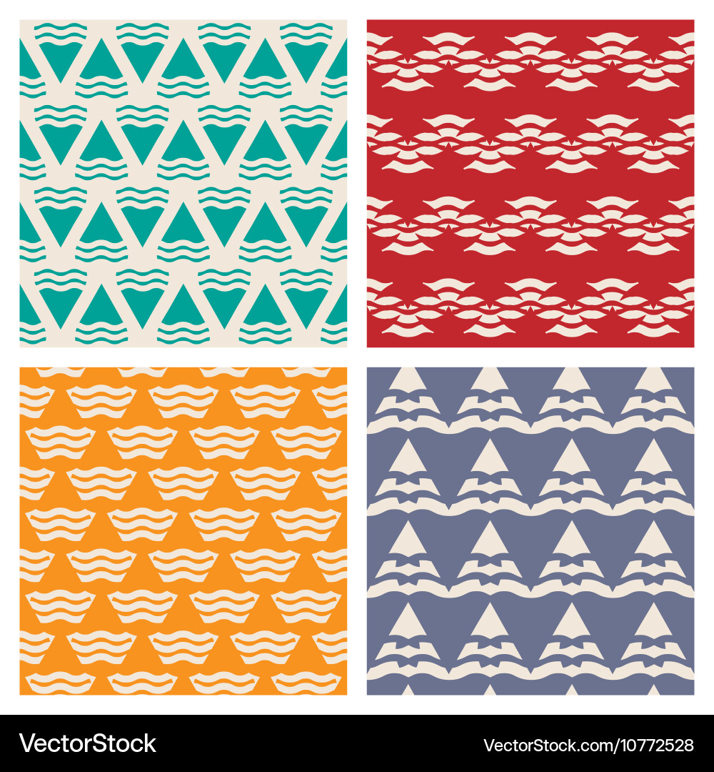 Set of abstract geometric seamless patterns vector image