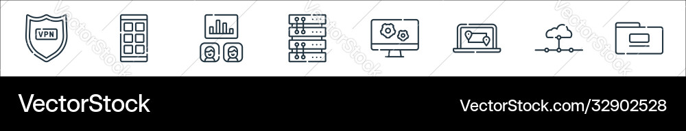 Telecommuting line icons linear set quality Telecommuting line icons linear set quality vector image