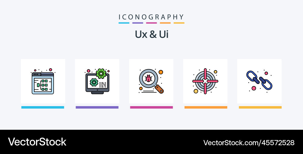 Ux and ui line filled 5 icon pack including user vector image