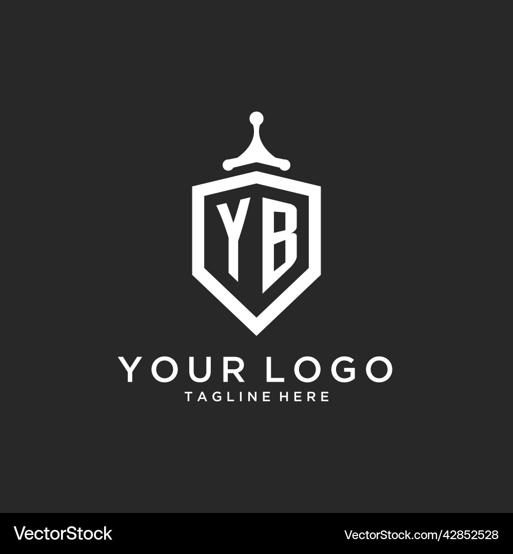 Yb monogram logo initial with shield guard shape Vector Image