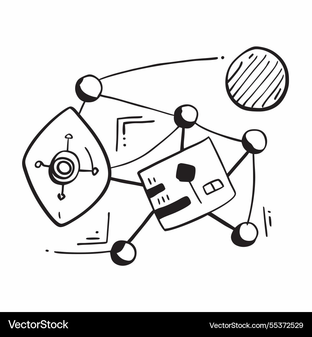 2d as secure network icon with interconnected vector image