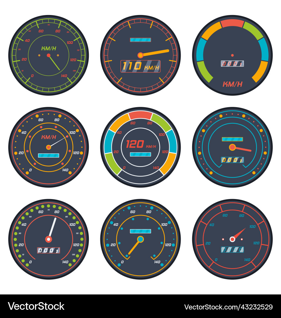 A car speedometer level indicator speed flat Vector Image