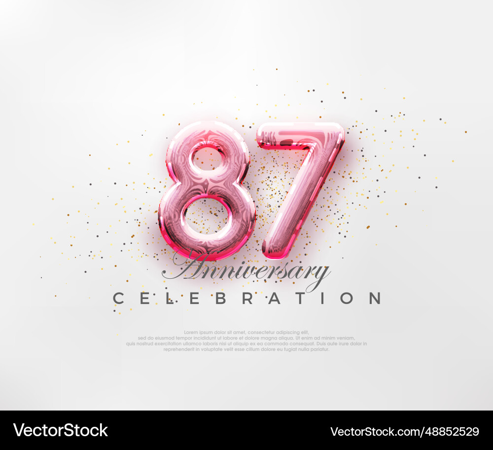 Balloons number 87th with red numbers on a bright vector image