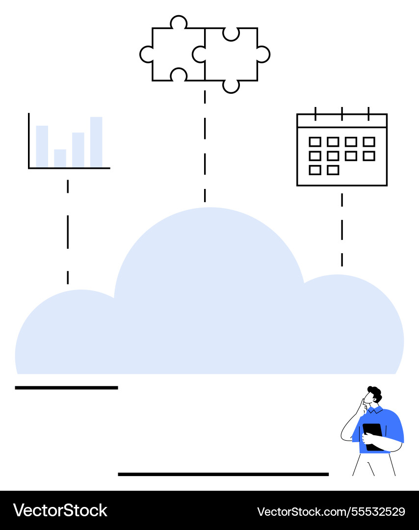 Cloud connectivity integrating data task Cloud connectivity integrating data task vector image