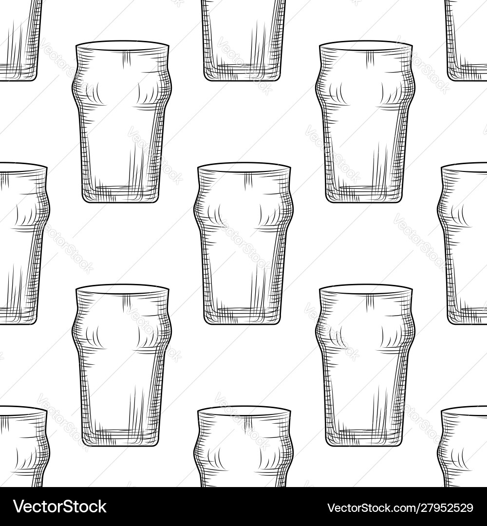 Empty beer glass seamless pattern mug Empty beer glass seamless pattern mug vector image